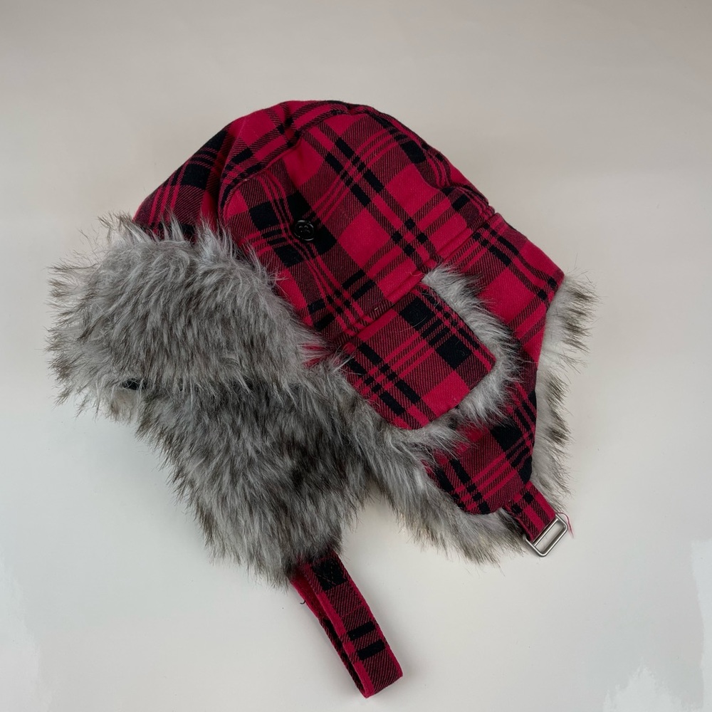 Plaid Trapper Hat in Red Plaid size kids Large/XLarge